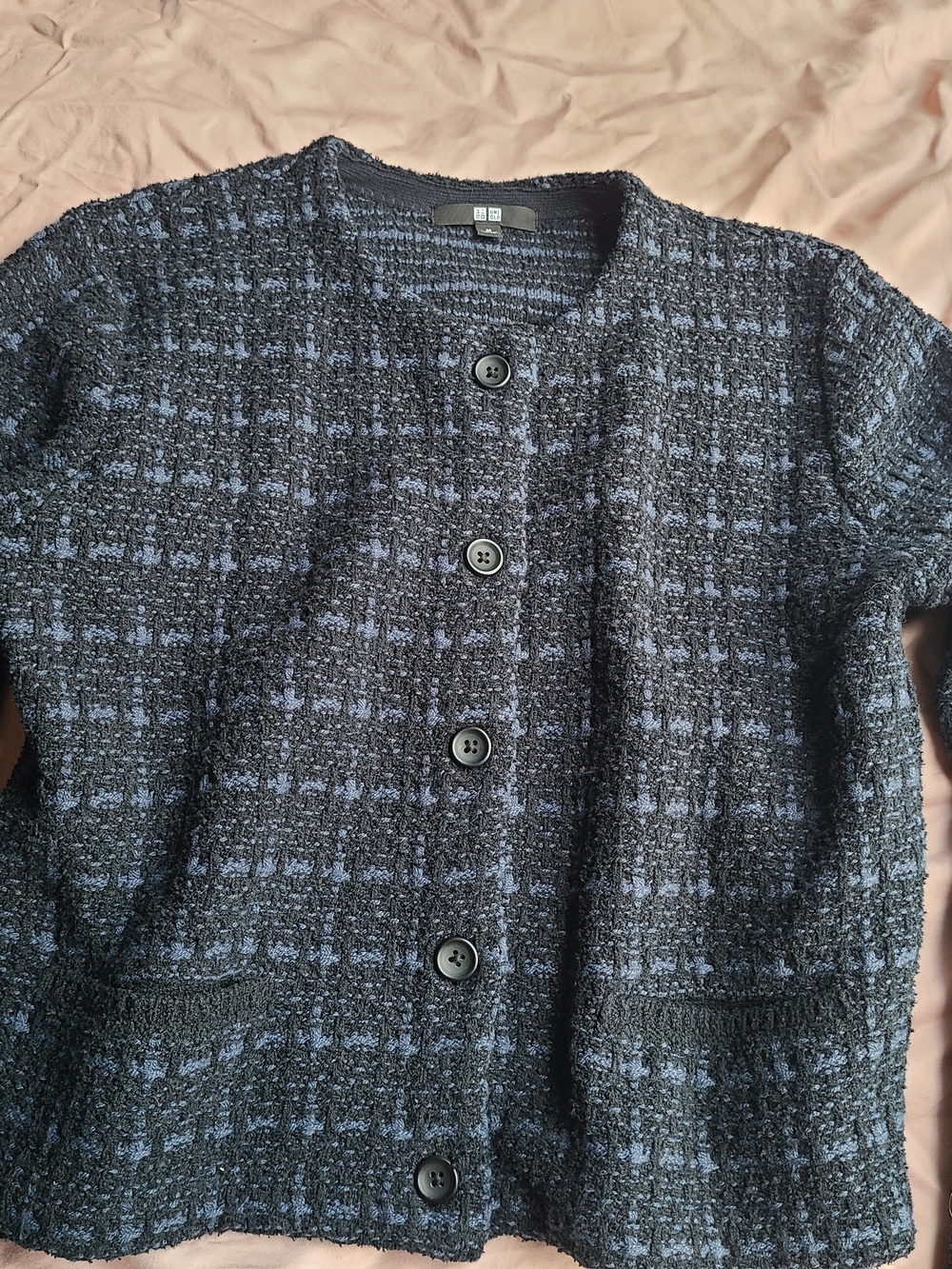 UNIQLO Textured Button-Up Cardigan in Navy